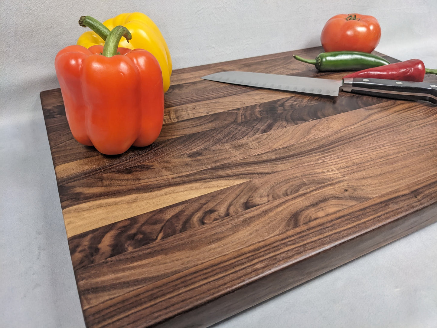 Edge grain strip walnut butcher block