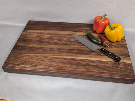 Edge grain strip walnut butcher block