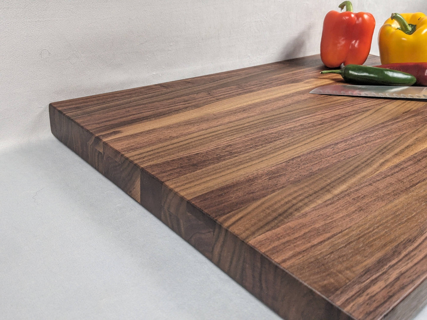 Edge grain strip walnut butcher block